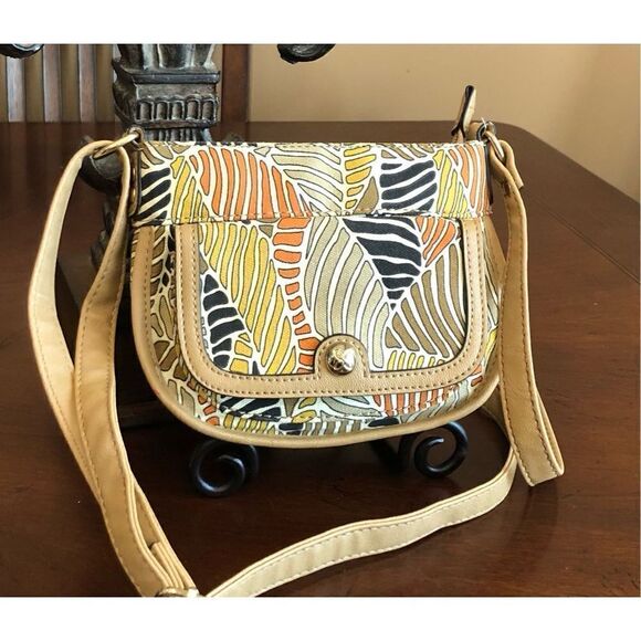 RELIC - Tropical-Patterned Canvas w/Faux Leather Trim Crossbody GREAT CONDITION! - Picture 3 of 16